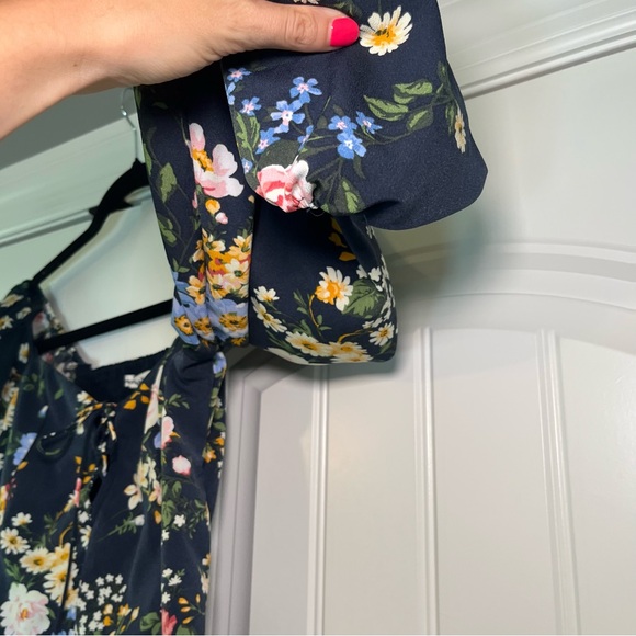 Abercrombie Puff Sleeve Lace Up Sweetheart Blouse Floral Boho Size Small - Picture 4 of 7